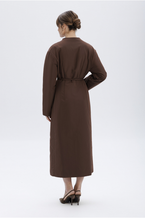 Приталенное пальто-пуховик, шоколадный