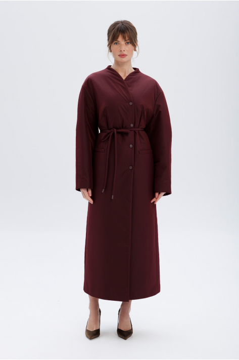 Приталенное пальто-пуховик, бургунди Приталенное пальто-пуховик, бургунди