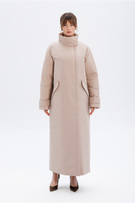 Пуховик з коміром-стійкою, бежевий Пуховик з коміром-стійкою, бежевий