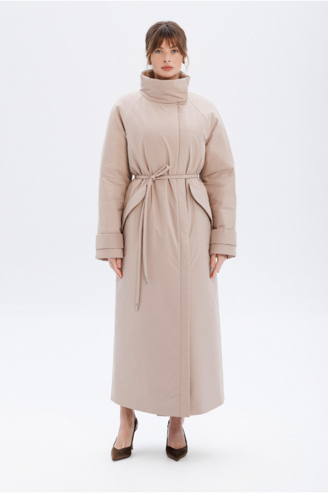 Пуховик з коміром-стійкою, бежевий Пуховик з коміром-стійкою, бежевий
