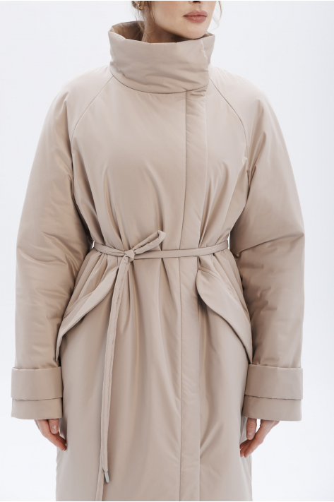 Пуховик з коміром-стійкою, бежевий Пуховик з коміром-стійкою, бежевий