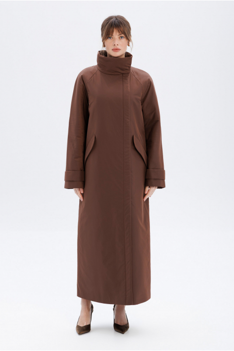 Пуховик з коміром-стійкою, шоколадний Пуховик з коміром-стійкою, шоколадний