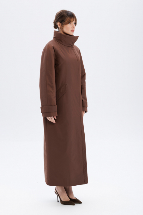 Пуховик з коміром-стійкою, шоколадний Пуховик з коміром-стійкою, шоколадний