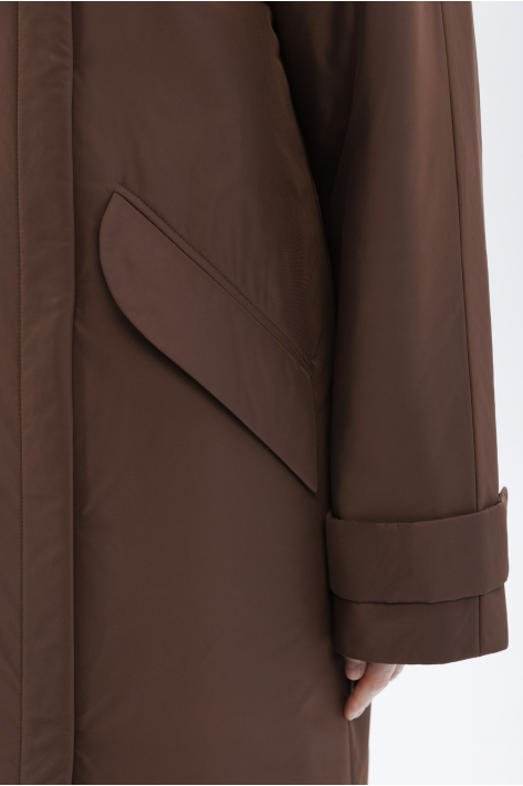 Пуховик з коміром-стійкою, шоколадний Пуховик з коміром-стійкою, шоколадний