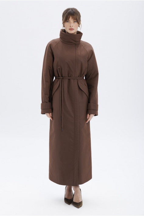 Пуховик з коміром-стійкою, шоколадний Пуховик з коміром-стійкою, шоколадний
