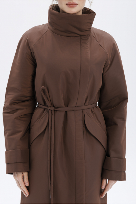 Пуховик з коміром-стійкою, шоколадний Пуховик з коміром-стійкою, шоколадний