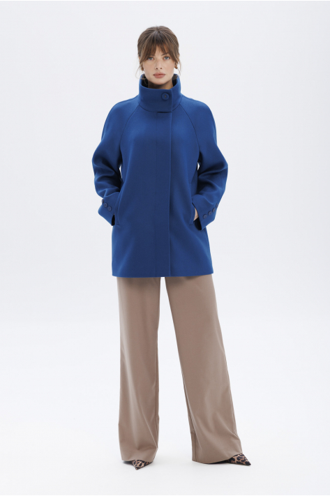 Short coat with a high collar, navy