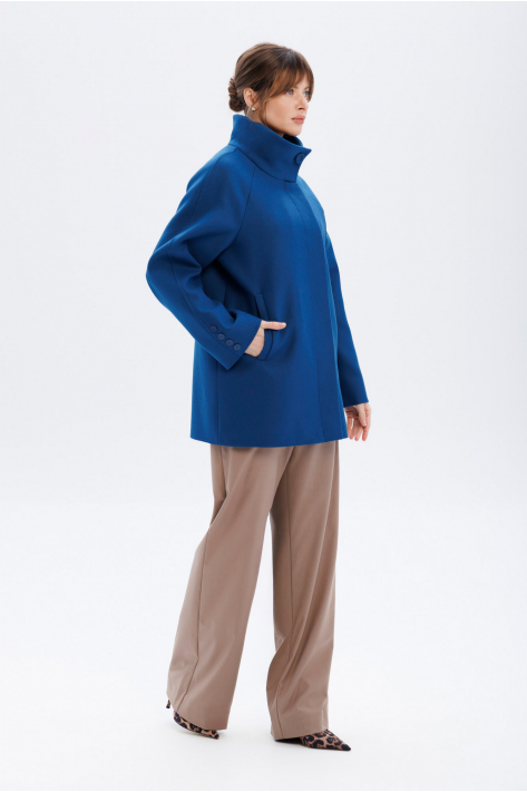 Short coat with a high collar, navy