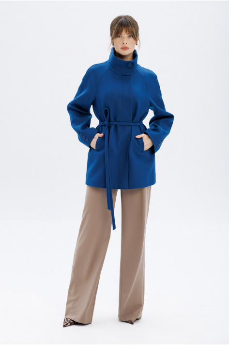 Short coat with a high collar, navy