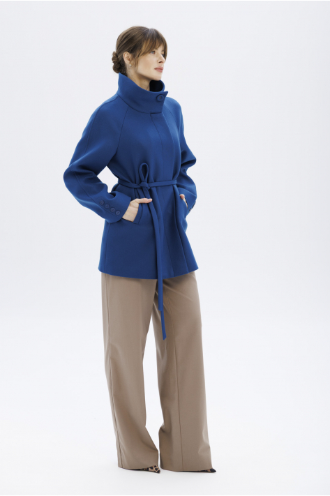 Short coat with a high collar, navy