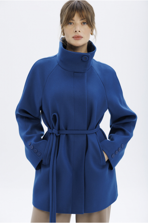 Short coat with a high collar, navy