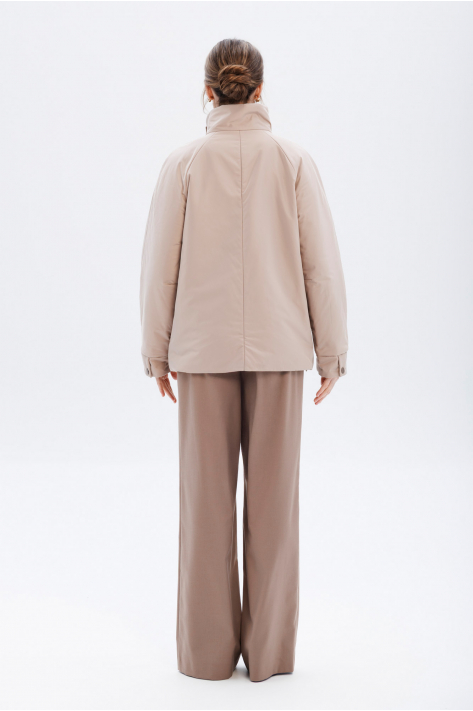 Short down jacket with a stand-up collar, beige