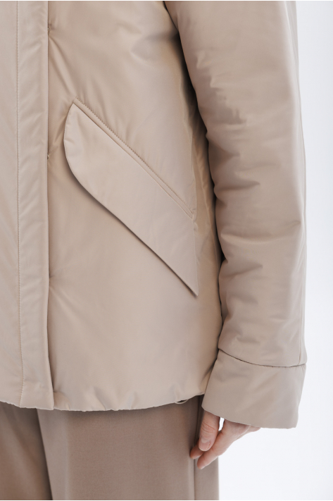 Short down jacket with a stand-up collar, beige