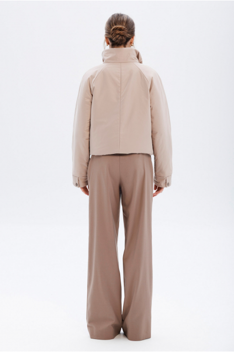 Short down jacket with a stand-up collar, beige