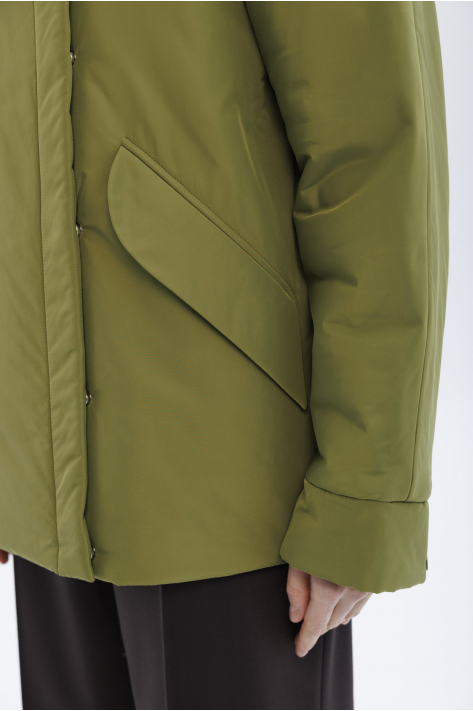 Short down jacket with a stand-up collar, olive Short down jacket with a stand-up collar, olive