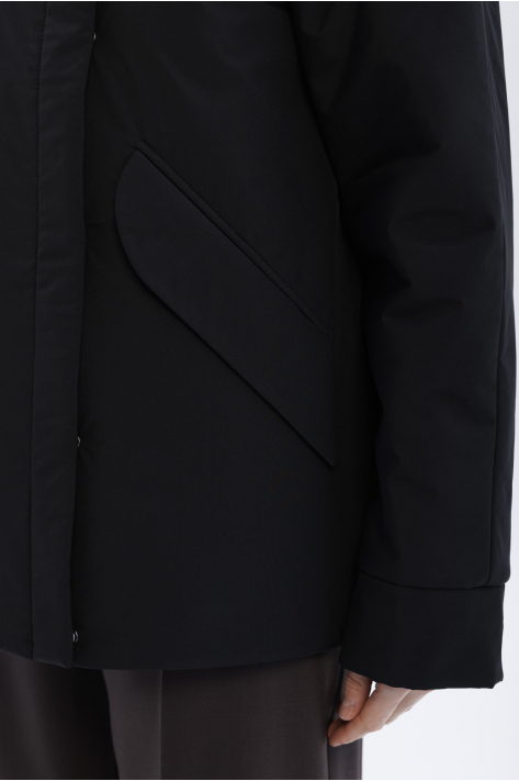 Short down jacket with a stand-up collar, black